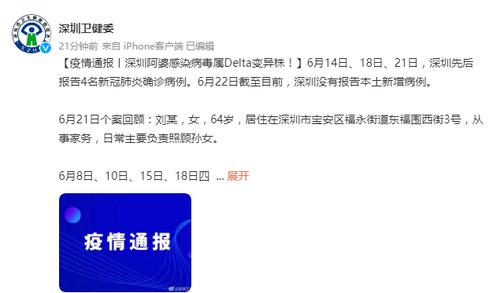 最新通报！深圳“负责照顾孙女”的阿婆也感染Delta变异株！ 与CA868国际航班阳性病例高度同源……