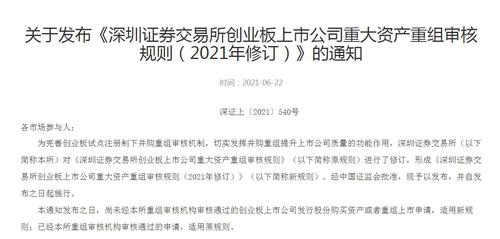 创业板公司发行股份购买资产申请审核期限调整为2个月