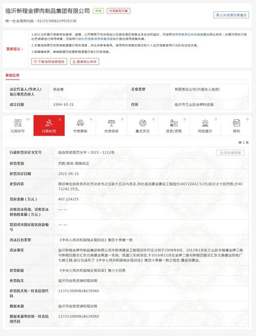 金锣因无证建厂被罚407.22万