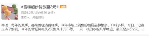 “雪糕起步价2元”上热搜！“网红雪糕”“文创雪糕”纷纷“出圈”，网友：我5毛一根的小布丁呢？