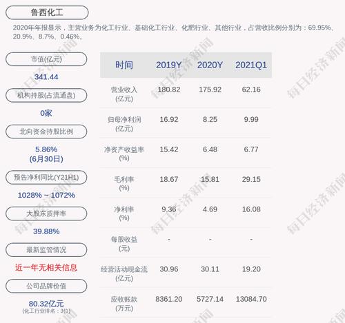 鲁西化工：股东鲁西集团解除质押1.963亿股