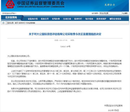 大公国际被采取责令改正监管措施 涉六方面问题