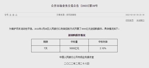 继续呵护流动性！央行再开展3000亿元逆回购操作