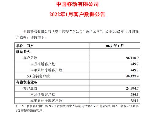 三大运营商发布1月运营数据 中国移动5G套餐客户数突破4亿户大关
