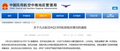 民航中南局回应九元航空航班备降：不排除行李中有违规品