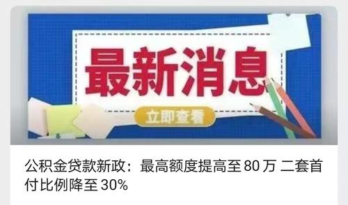 唐山市民请注意！公积金贷款买二套房，首付比例从60%降至30%
